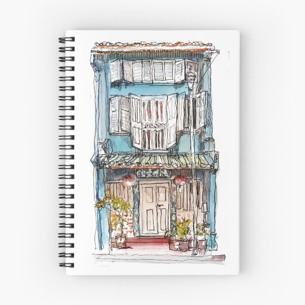 Item preview, Shophouse, street scene Singapore , ink and wash designed and sold by Almondtree.