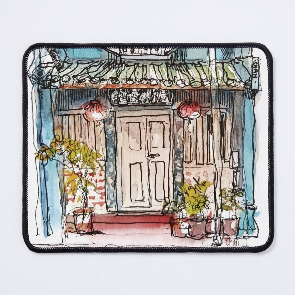 Item preview, Shophouse, street scene Singapore , ink and wash designed and sold by Almondtree.