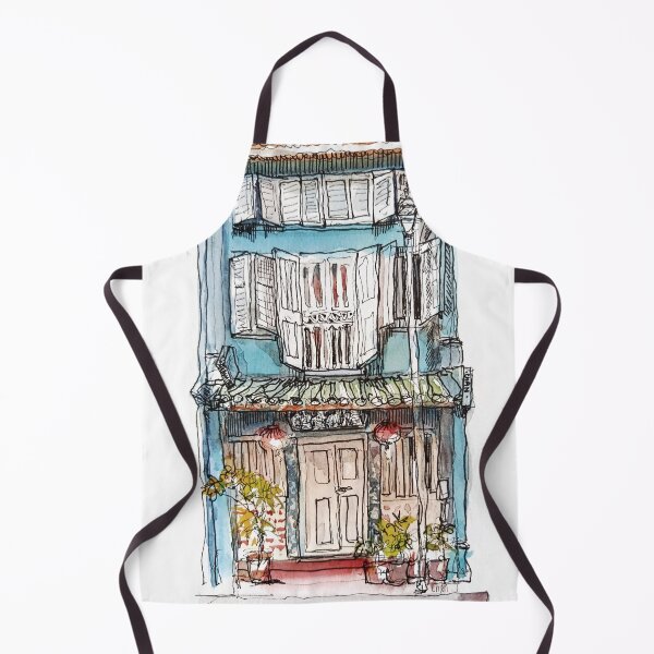 Item preview, Shophouse, street scene Singapore , ink and wash designed and sold by Almondtree.