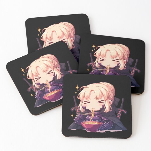 Item preview, Fate Stay Saber Alter Eating Ramen Dark Knight Kawaii Anime designed and sold by Raslbazola.