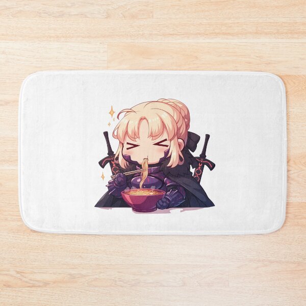 Item preview, Fate Stay Saber Alter Eating Ramen Dark Knight Kawaii Anime designed and sold by Raslbazola.