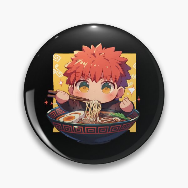 Item preview, Shirou Emiya Enjoying Ramen Fate Stay Night Chibi Anime designed and sold by Raslbazola.