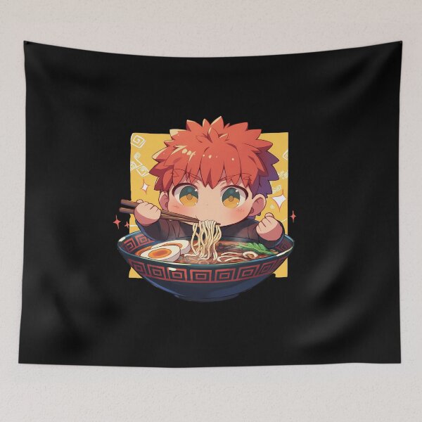 Item preview, Shirou Emiya Enjoying Ramen Fate Stay Night Chibi Anime designed and sold by Raslbazola.