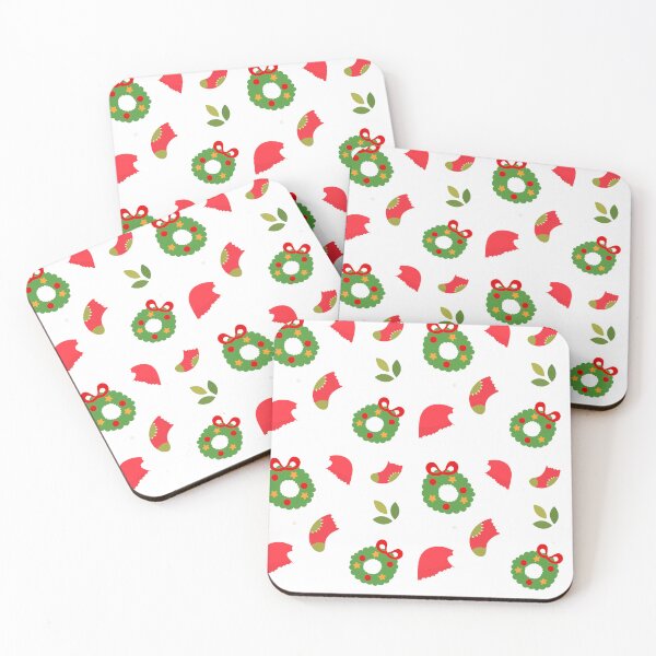 Item preview, Festive Christmas Tote Bag - Wreaths, Santa Hats & Stockings Design designed and sold by FestivityFinds.