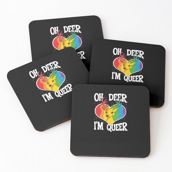 Item preview, Oh Deer I'm Queer Pun LGBT Gay Pride Rainbow Colored Heart designed and sold by marcusry.