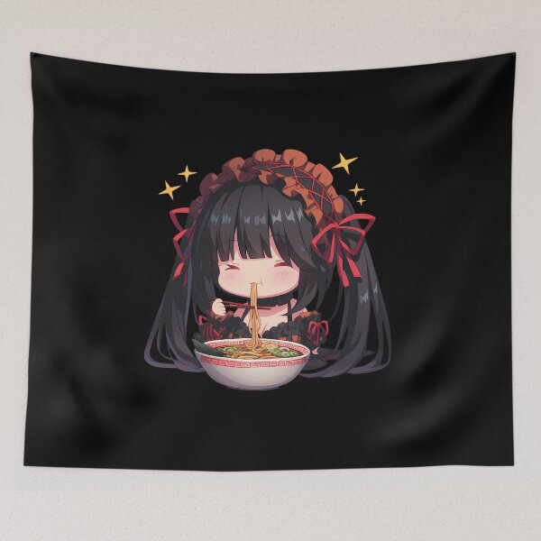 Item preview, Kurumi Tokisaki Enjoying Ramen Date A Live Chibi Anime designed and sold by Raslbazola.