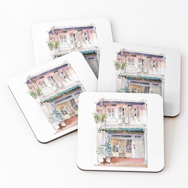 Item preview, Shophouse, street scene Singapore, ink and wash, sg designed and sold by Almondtree.