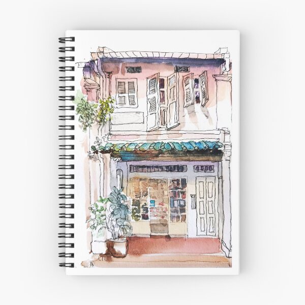 Item preview, Shophouse, street scene Singapore, ink and wash, sg designed and sold by Almondtree.