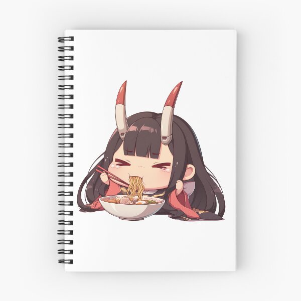 Item preview, Noshiro Azur Lane Chibi Oni Girl Eating Hot Kawaii Ramen Anime designed and sold by Raslbazola.