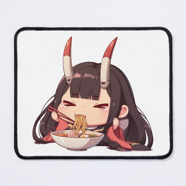 Item preview, Noshiro Azur Lane Chibi Oni Girl Eating Hot Kawaii Ramen Anime designed and sold by Raslbazola.