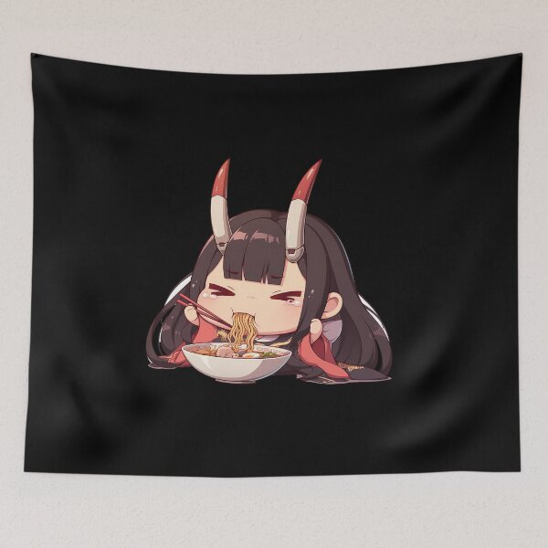 Item preview, Noshiro Azur Lane Chibi Oni Girl Eating Hot Kawaii Ramen Anime designed and sold by Raslbazola.