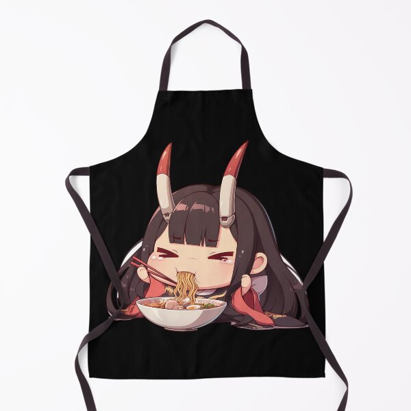 Item preview, Noshiro Azur Lane Chibi Oni Girl Eating Hot Kawaii Ramen Anime designed and sold by Raslbazola.