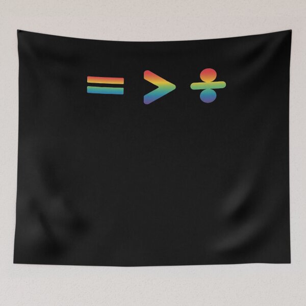 Item preview, LGBT Pride Equal Greater Than Divide Rainbow Flag designed and sold by khorbiasieno.