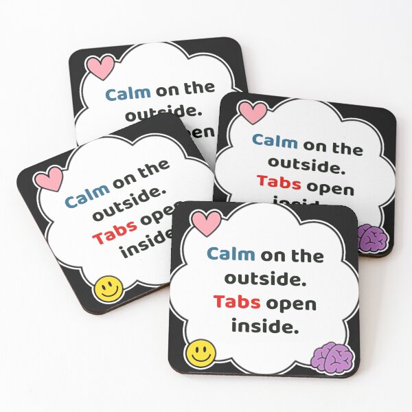 Item preview, Coping Humor – Calm Outside Tabs Inside – Gift for Introverts – Cute Soft Sticker designed and sold by JacobKAurumhead.