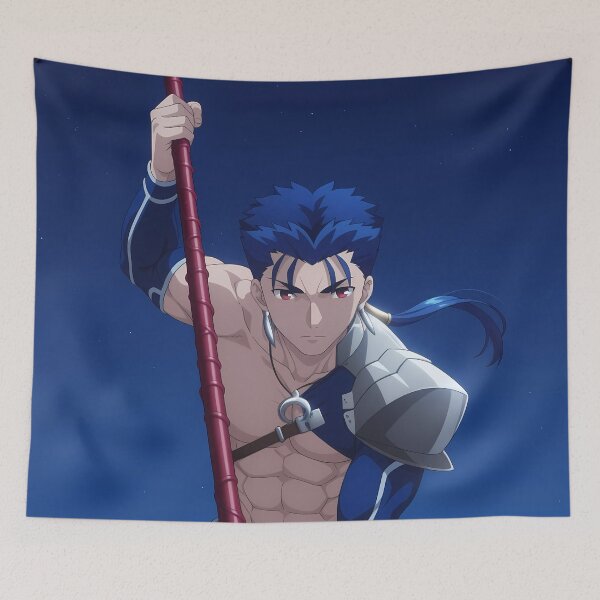 Item preview, Lancer Fate Stay Night Anime Shirtless Battle Pose designed and sold by thedarvills.