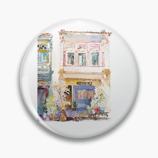 Item preview, Shophouse, street scene Singapore, ink and wash, sg designed and sold by Almondtree.