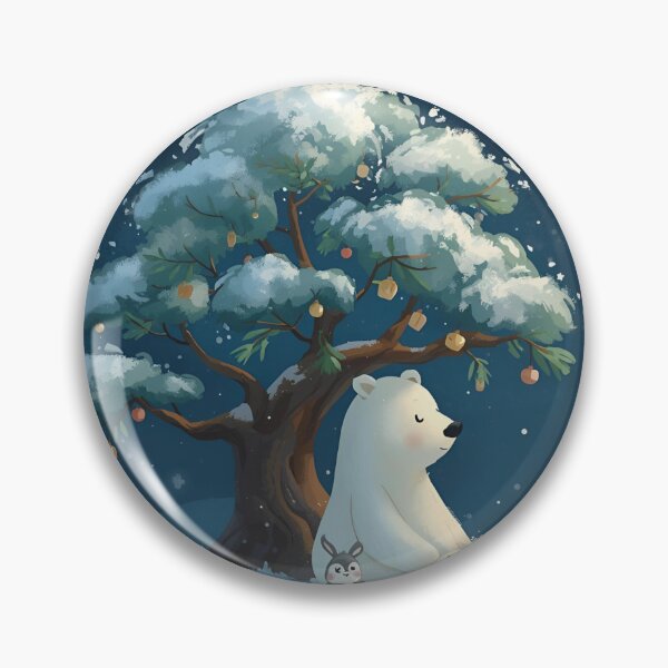 Item preview, Silent Snowfall – Polar Bear and Bunny Under the Pine designed and sold by WildlifeWhimsy.