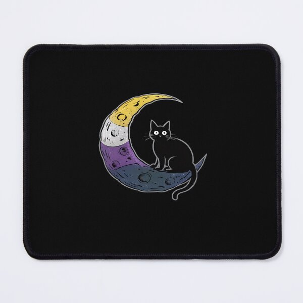 Item preview, Nonbinary Moon Space Cat LGBT Pride with NB Non-Binary Flag designed and sold by FranzFriesen.