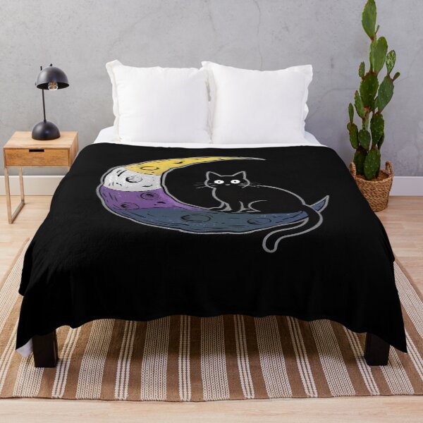 Item preview, Nonbinary Moon Space Cat LGBT Pride with NB Non-Binary Flag designed and sold by FranzFriesen.