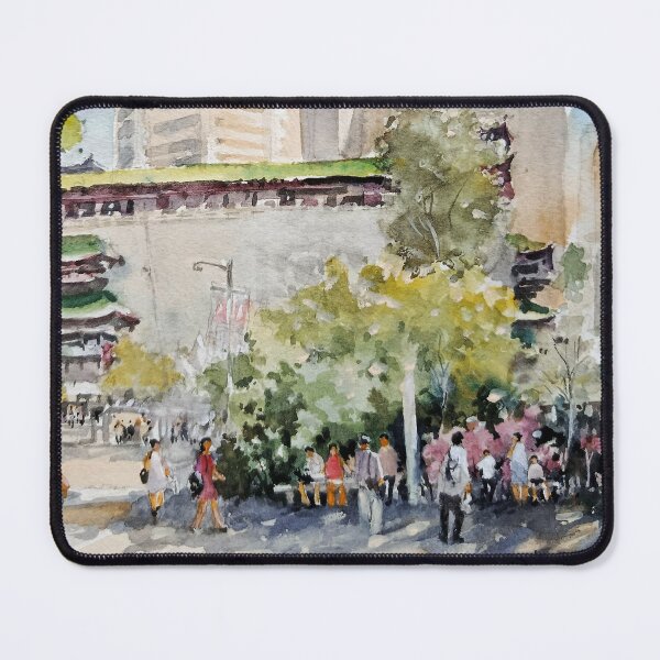 Artikelvorschau, Obstgarten, Straßenszene Singapur, Aquarell, sg entworfen und verkauft von Almondtree.