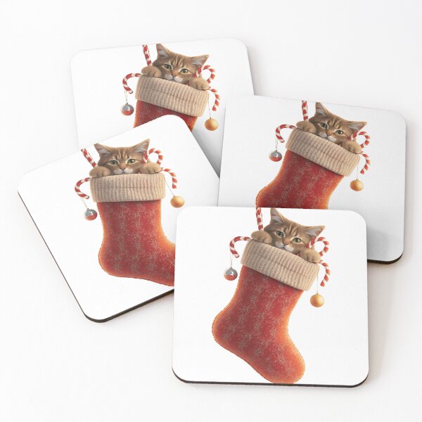 Item preview, Cat in Christmas Stocking Illustration designed and sold by flagshiptee.