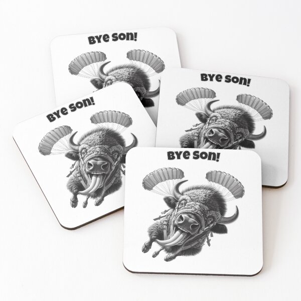 Item preview, “Bye, Son!” Funny Skydiving Bison Pun | Animal Adventure Humor Design designed and sold by JonelCrafts.