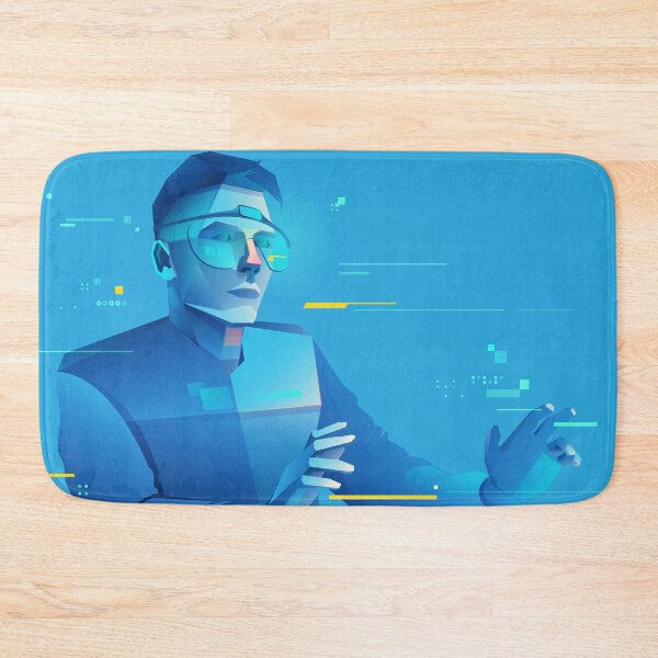 Item preview, concept of virtual reality or augmented reality, character design of tech user wearing smart glasses working in cyberspace presented with cyberpunk style designed and sold by NiamLab.