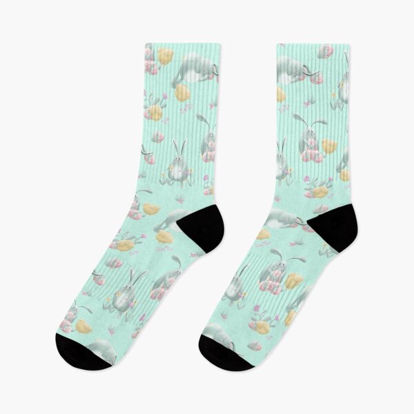 Item preview, Easter Bunny Rabbit Chicks & Eggs Cute Cottagecore Design Soft Pastel Mint Green designed and sold by piptompatternco.