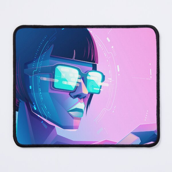 Item preview, concept of virtual reality or augmented reality, character design of sexy tech user wearing smart glasses working in cyberspace presented with cyberpunk style designed and sold by NiamLab.