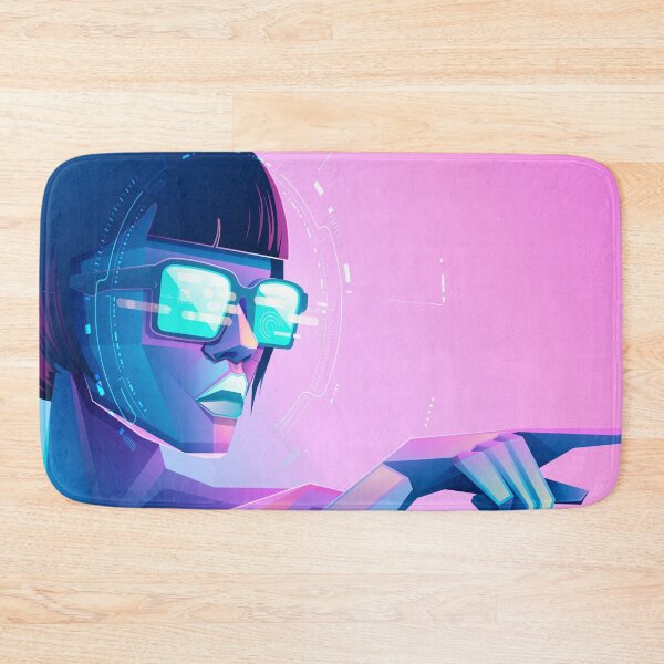 Item preview, concept of virtual reality or augmented reality, character design of sexy tech user wearing smart glasses working in cyberspace presented with cyberpunk style designed and sold by NiamLab.