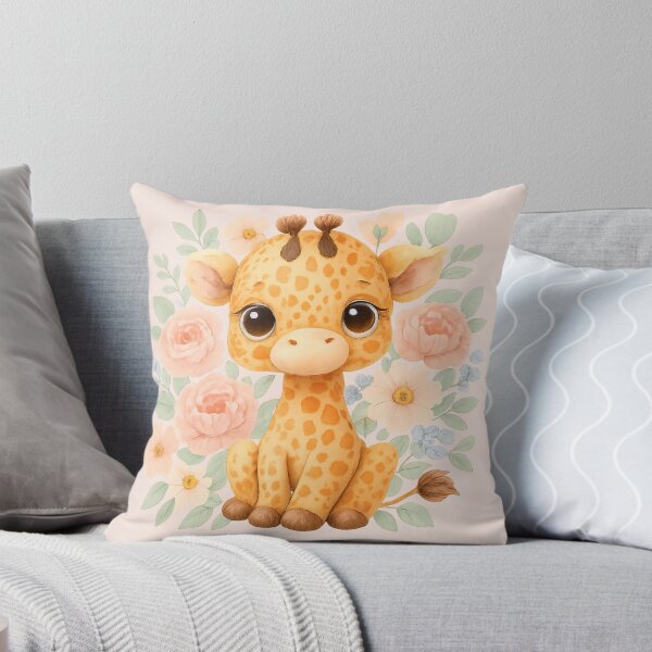 Item preview, Sweet Baby Giraffe in Pastel Watercolor Flowers – Cute Nursery Safari Animal Art designed and sold by TOAKIndustries.
