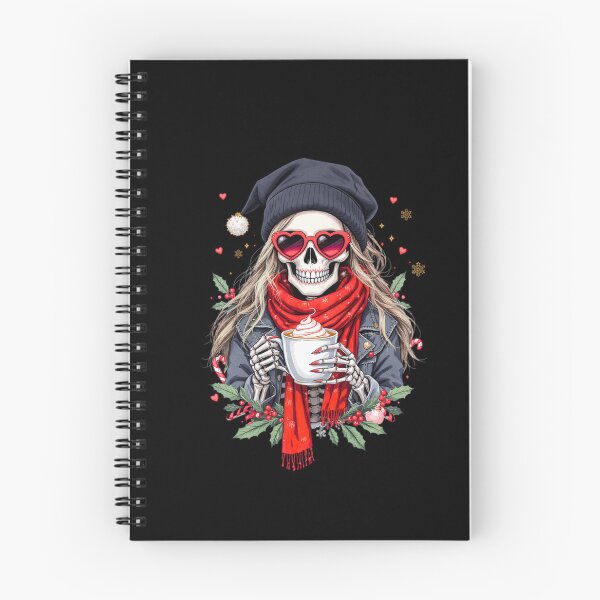 Item preview, Chic Skeleton Girl Sipping Hot Chocolate | Cute Gothic Christmas Art designed and sold by ColorSplash123.