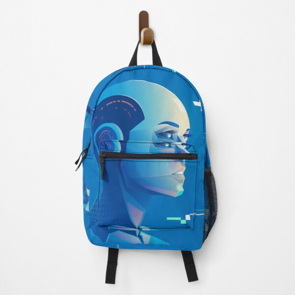 Item preview, concept of machine learning or deep learning, character design of sexy artificial intelligence playing with butterfly presented with cyberpunk style designed and sold by NiamLab.