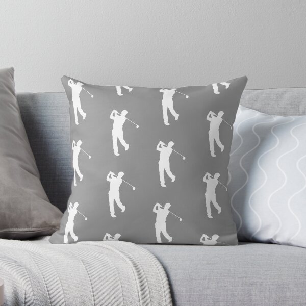 Grey Golfer Silhouette Throw Pillow