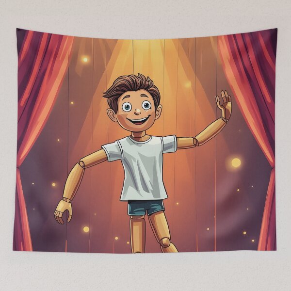 Item preview, Wooden Marionette – Vintage Fairytale Illustration designed and sold by Valeree Store.
