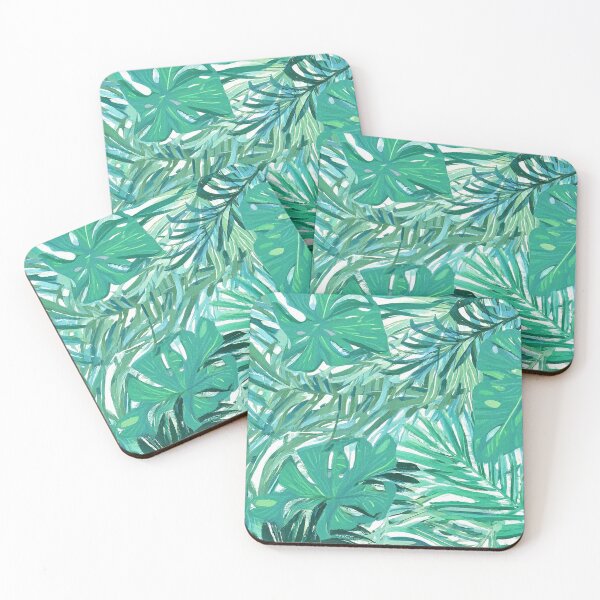 Item preview, Tropical palm and monstera leaf seamless pattern in green tones designed and sold by SassyArtistry.