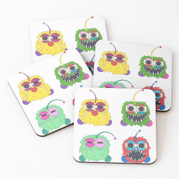 Item preview, "Colorful Fuzzy Monsters Quartet – Playful Cartoon Creature Art" designed and sold by Flower Magic .