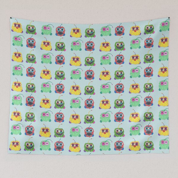 Item preview, "Colorful Fuzzy Monsters Quartet – Playful Cartoon Creature Art" designed and sold by Flower Magic .