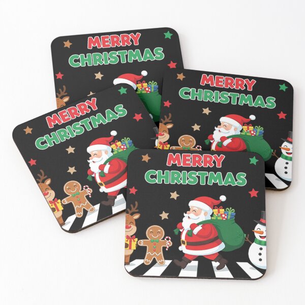 Item preview, Merry Christmas Walk – Festive Santa, Snowman, Reindeer, and Gingerbread Illustration with Crosswalk and Holiday Stars designed and sold by PixelVibe782.