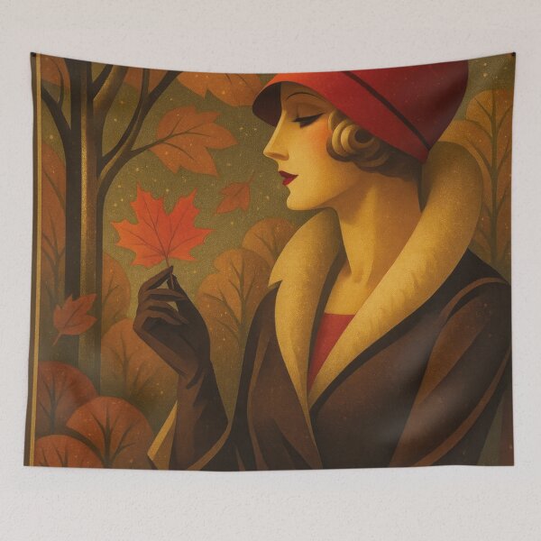 Item preview, Vintage woman in autumn, 1930s illustration designed and sold by Mauswohn.