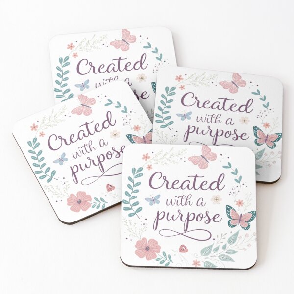 Item preview, Created with a Purpose | Feminine Christian Inspirational quote designed and sold by The Pawffee Shop.