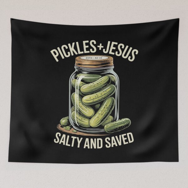 Item preview, Funny Pickles Jesus Salty and Saved Jesus and Pickles designed and sold by Jadiantukora.