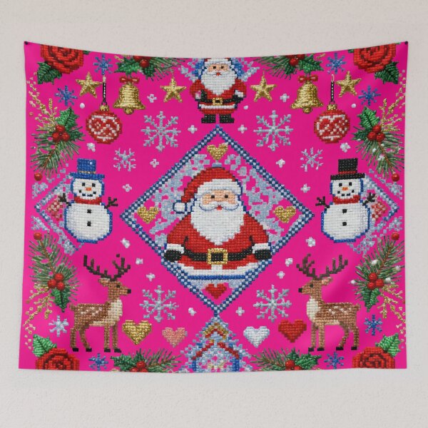 Item preview, Romanian Christmas Embroidery – Folk Cross Stitch with Santa, Reindeer & Snowflakes designed and sold by Maximilianos.