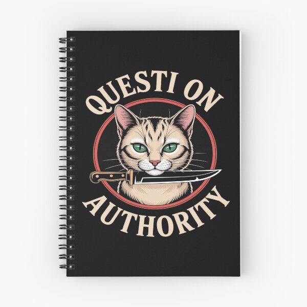 Item preview, Funny Question Authority Cat Kitty Knife Quote Libertarian designed and sold by petrichorsworld.