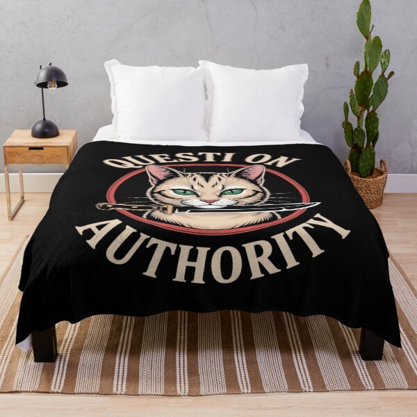 Item preview, Funny Question Authority Cat Kitty Knife Quote Libertarian designed and sold by petrichorsworld.