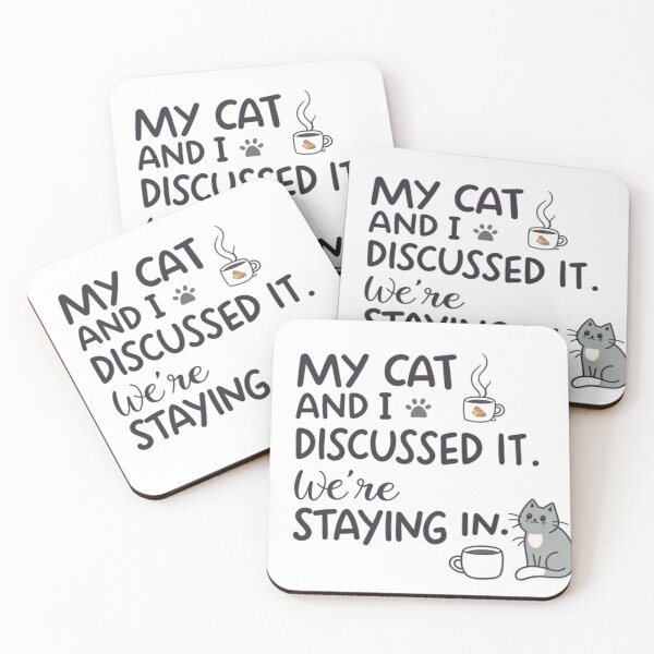 Item preview, My Cat and I Discussed It | Funny Cat Coffee Quote designed and sold by The Pawffee Shop.