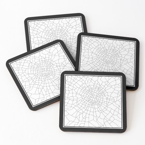 Item preview, Double-Framed Black and White City Map – Minimalist Abstract Line Art Wall Print designed and sold by ZorianArt.