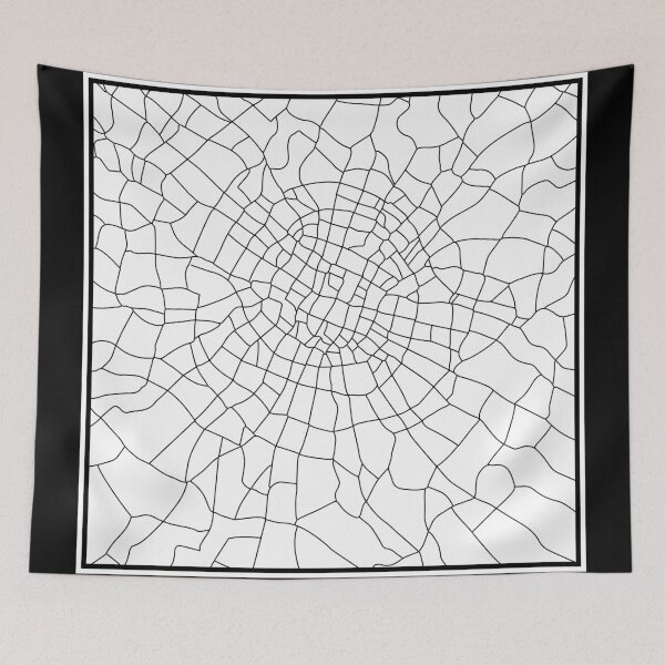 Item preview, Double-Framed Black and White City Map – Minimalist Abstract Line Art Wall Print designed and sold by ZorianArt.