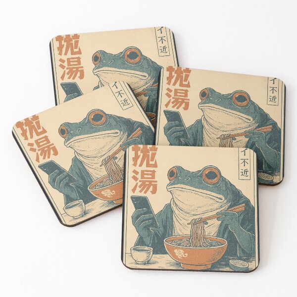 Item preview, Japanese Frog Ukiyo-e Eating Ramen Vintage Art Print designed and sold by haitrieuic96.