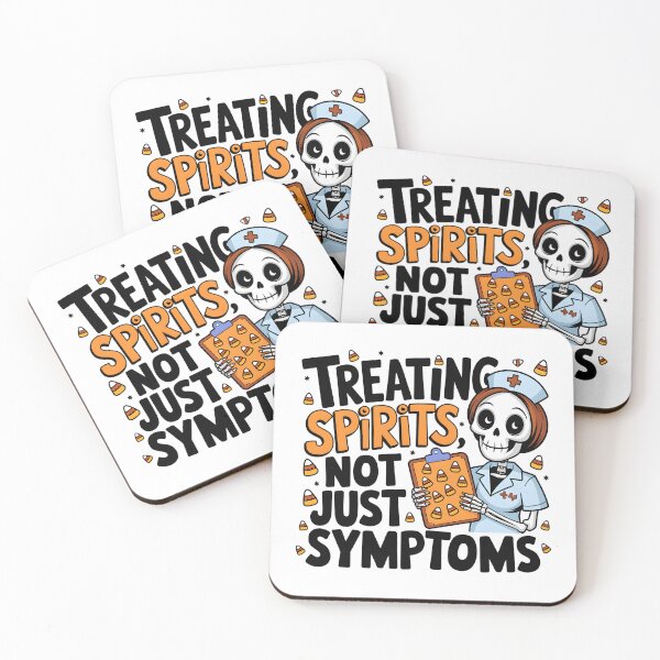 Item preview, Treating Spirits Not Just Symptoms – Funny Halloween Skeleton Nurse designed and sold by CuteDesignables.